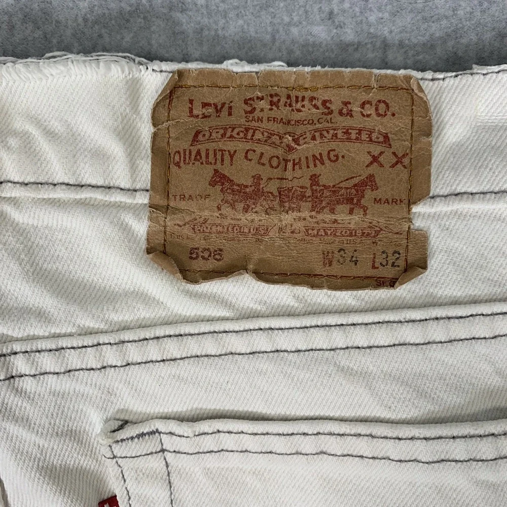 Vintage Levi's 506 Jeans Mens 34x32 White Made in USA Straight Leg